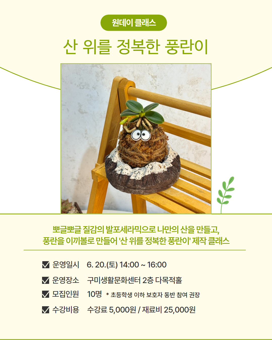 6월 프로그램 | 원데이 클래스 | 산 위를 정복한 풍란이